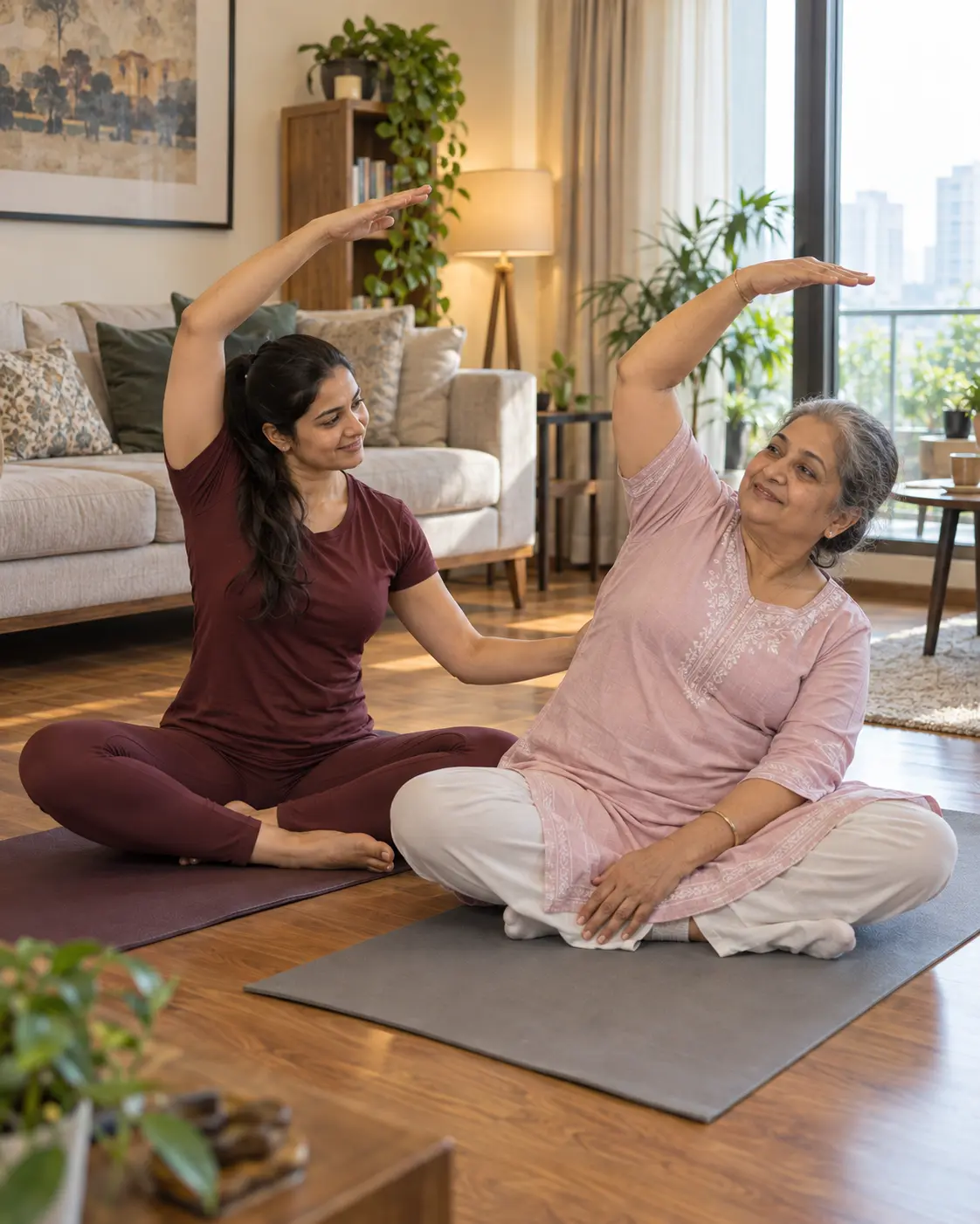 One-on-one yoga session at home in Delhi NCR